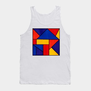 Purple Orange Red Yellow Geometric Abstract Acrylic Painting Tank Top